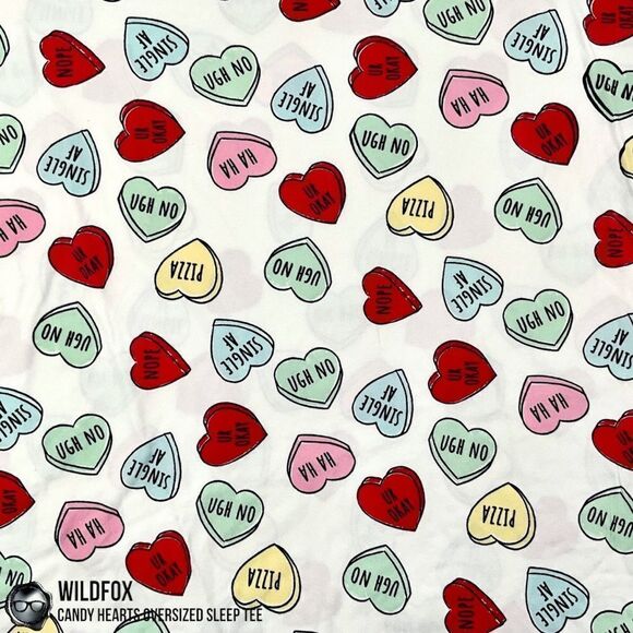 WILDFOX SLEEP CANDY HEARTS PRINT OVERSIZED SLEEP T-SHIRT IN WHITE NIGHTSHIRT NEW - Picture 6 of 15